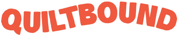 Red 'Quiltbound' text on a white background